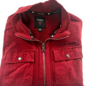 Sz Small, GUESS red French terry zip up